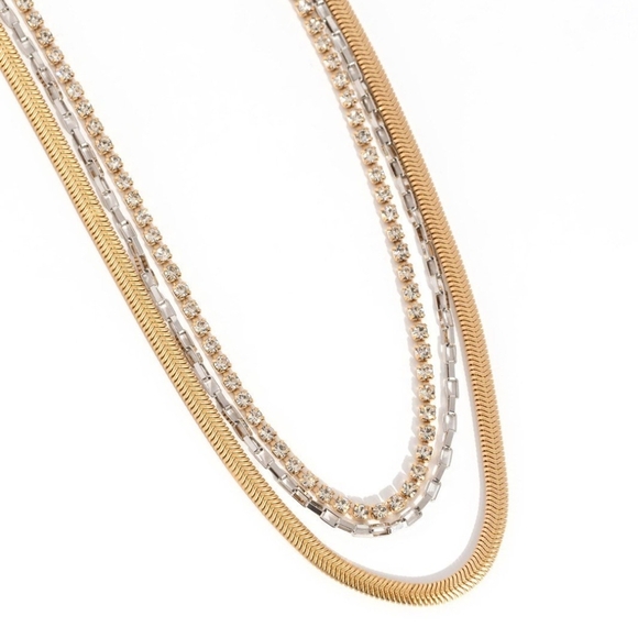 Paparazzi Gold and Silver Necklace Modern Design I SQUARE for You Fashion Jewels - Picture 1 of 4